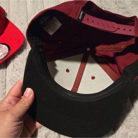 Matix Outdoor Snap Back Hat Cap Mens Casual Maroon Black Front Logo - Picture 8 of 8